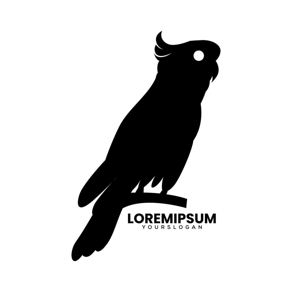 black silhouette style parrot logo vector