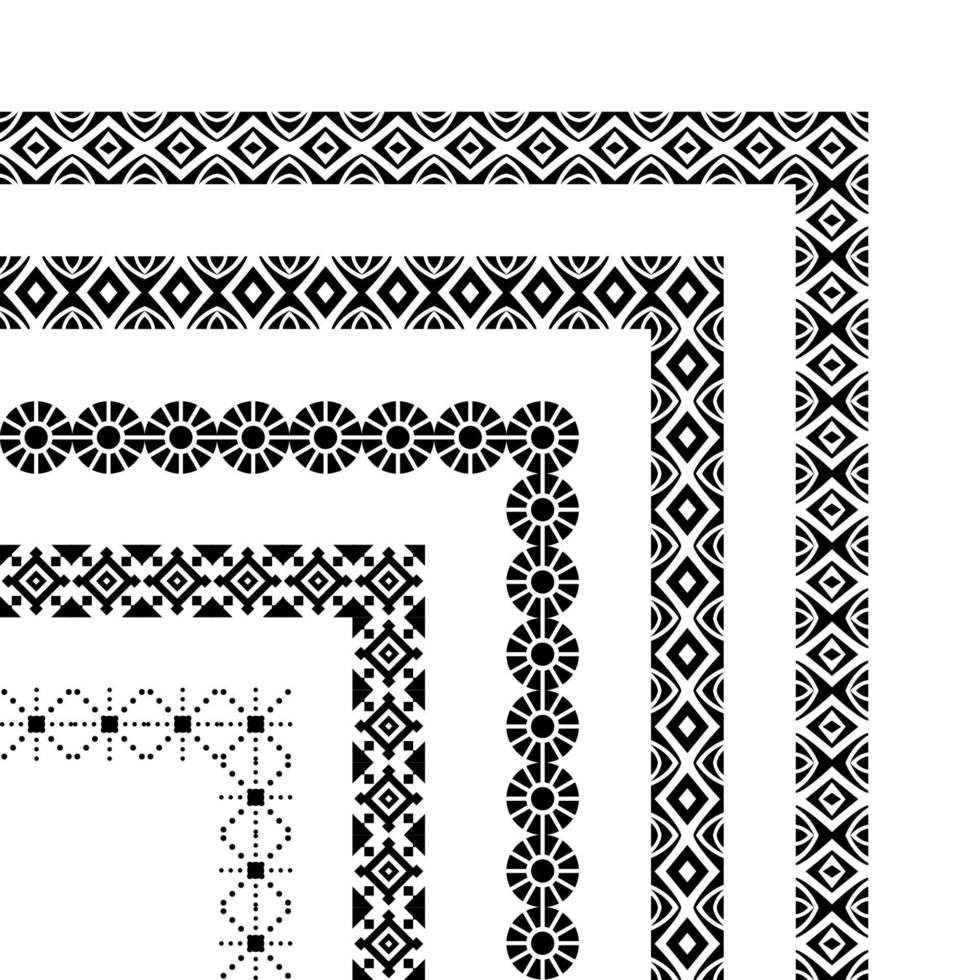 étnico sin costura modelo. sin costura étnico y tribal modelo. frontera papel tribal estilo. étnico vector línea frontera colocar. azteca geométrico monocromo antiguo.