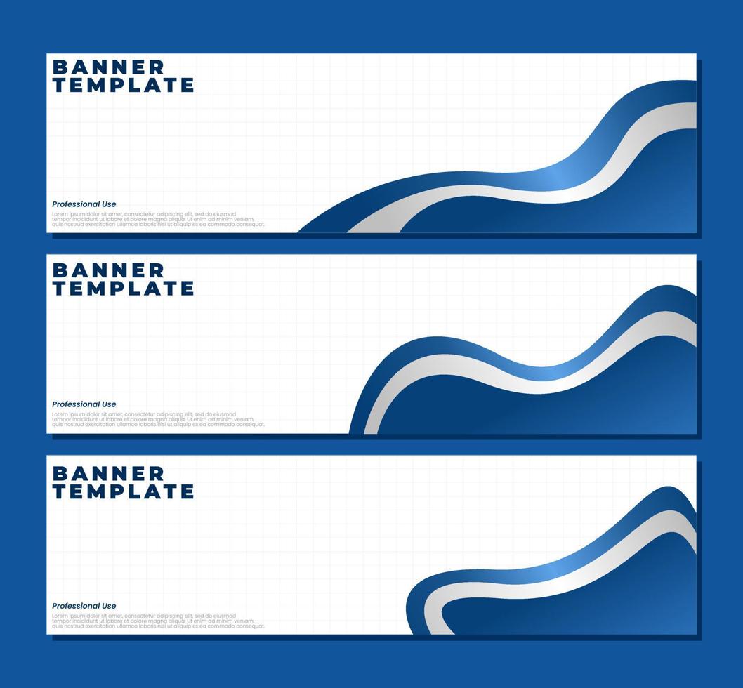 set of professional banner design. blue wavy banner template. abstract banner template. flag banner template design. vector