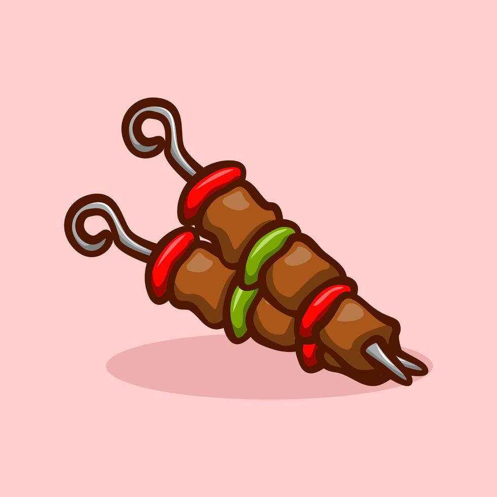 shashlik illustration concept in cartoon style vector