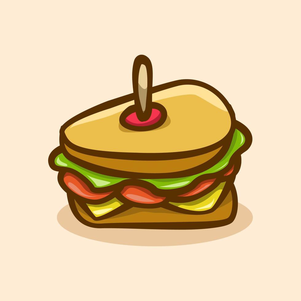 sandwich illustration concept in cartoon style vector