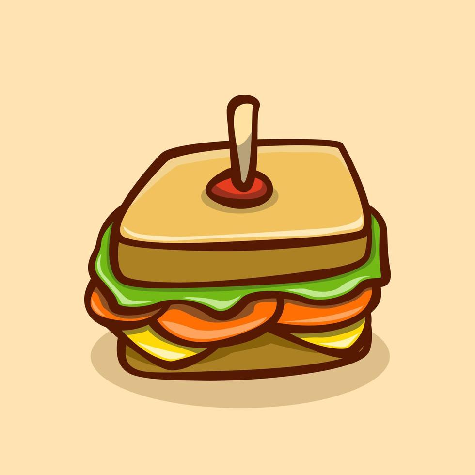 sandwich illustration concept in cartoon style vector