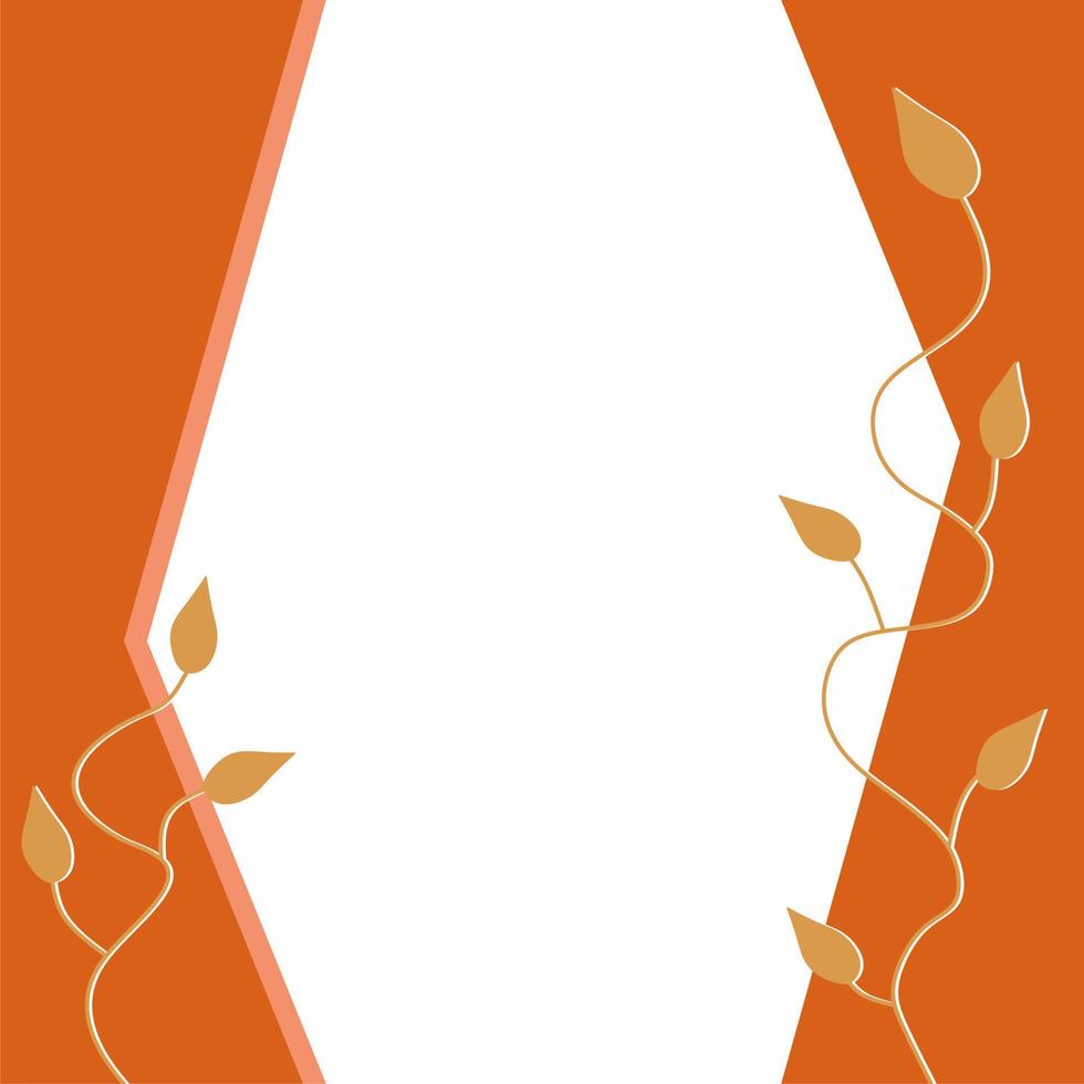 Border or frame. Orange shapes. Empty space for text. Nature ornaments. Leafs. vector