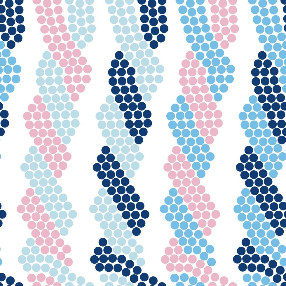 Braid seamless pattern with small dots. Knots. Repeat. Mosaic. Abstract art. Wrapping paper, print, textile, fabric. Pink and blue colors. vector