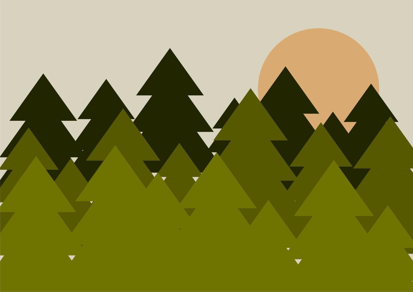 plano bosque y Dom. fondo, fondo o bandera, tarjeta postal, póster. resumen sencillo naturaleza. verde arboles vector