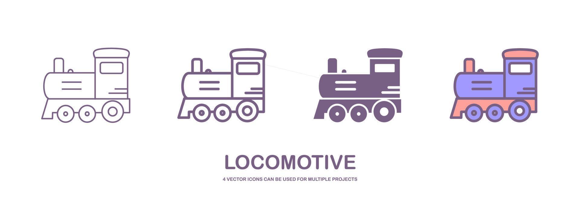 cuatro diferente estilos de locomotora o tren vector íconos ese lata ser usado para muchos proyectos, me gusta web diseño, aplicación etc. cuales es aislado en un blanco antecedentes.