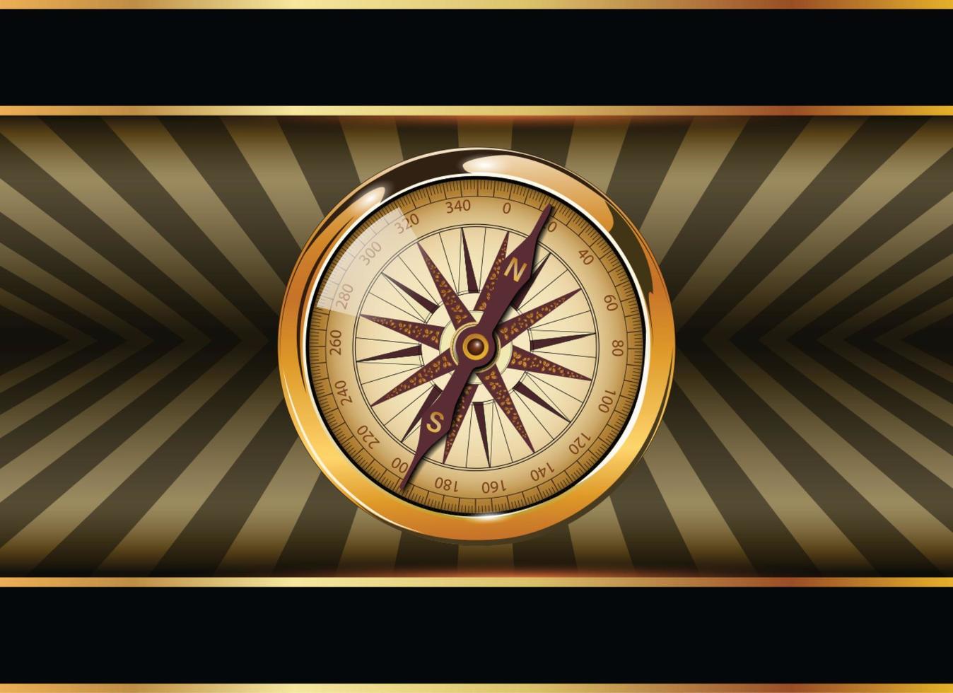 Background with compass on burst background, retro vector design.