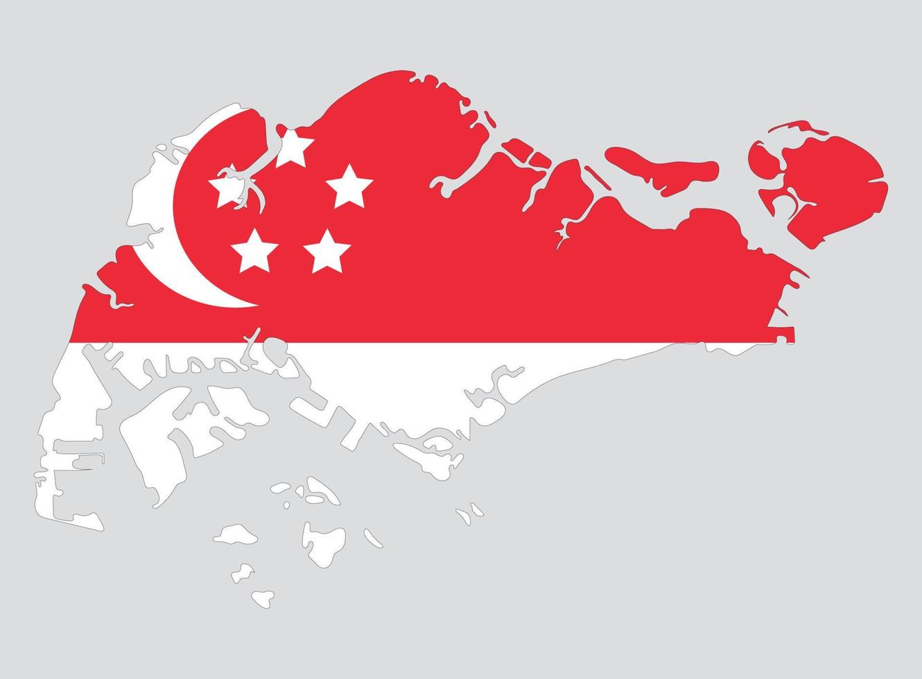 Singapore map flag inside on grey background vector