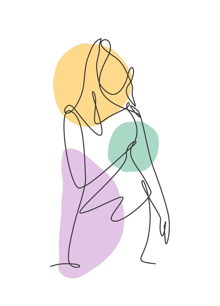 dibujo de línea continua única de mujer de cuerpo abstracto bastante sexy minimalista para cosmética, camiseta, moda. concepto de retrato femenino de belleza. Ilustración gráfica de vector de diseño de dibujo de una línea de moda