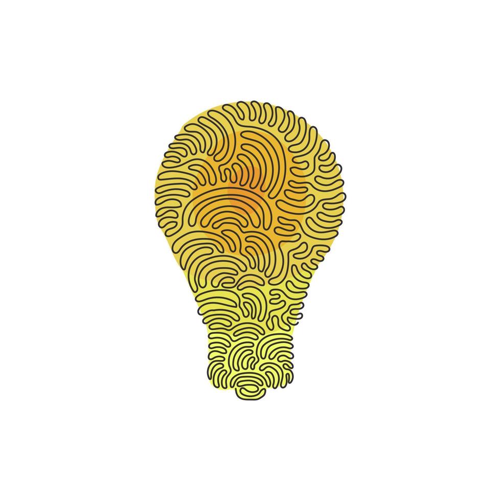 Single one line drawing light bulb icon. Single line of light bulb for business idea, brainstorm or electricity. Simple hand drawn. Swirl curl style. Continuous line draw design vector illustration