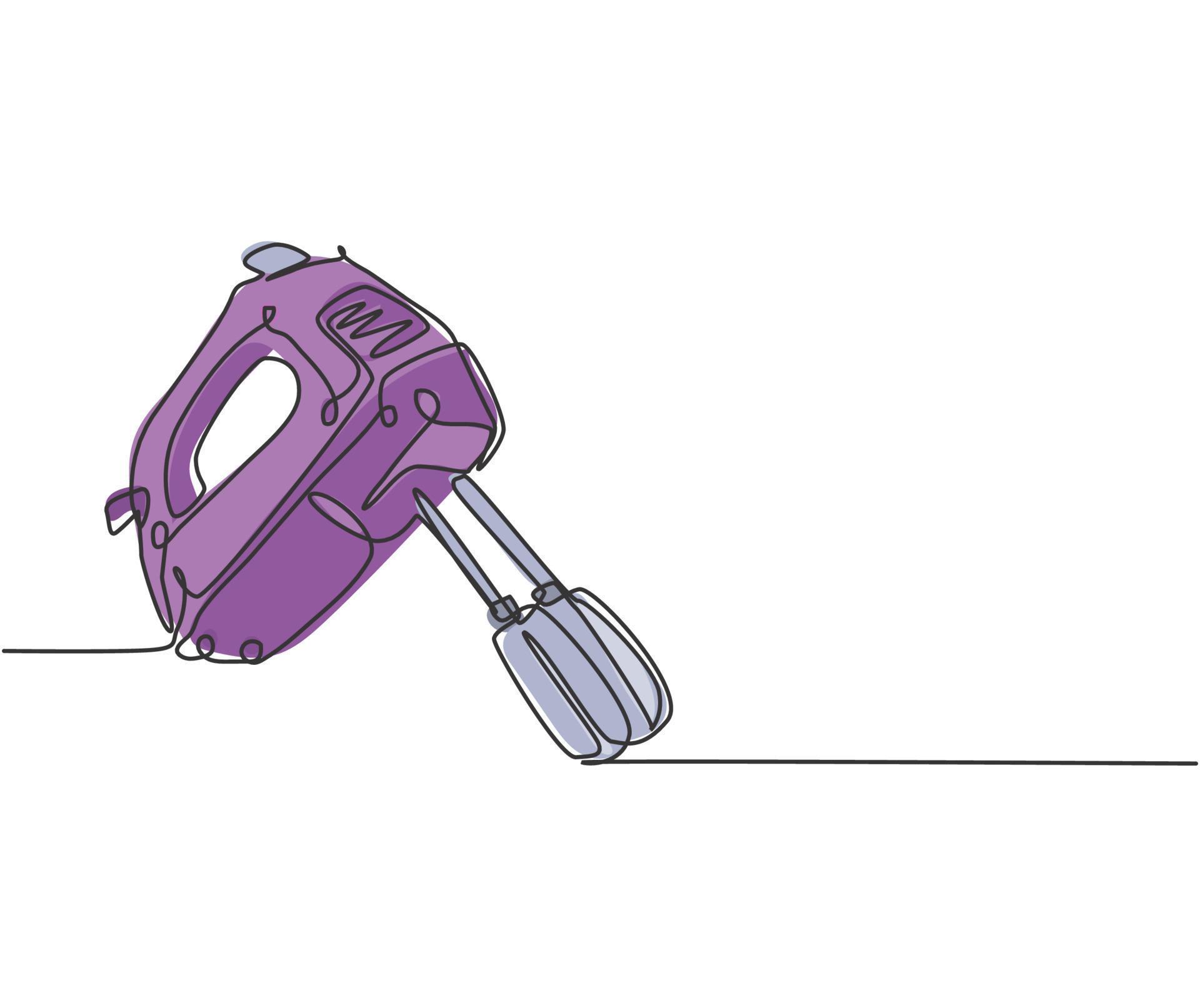 Single continuous line drawing of electric hand mixer for making cookie