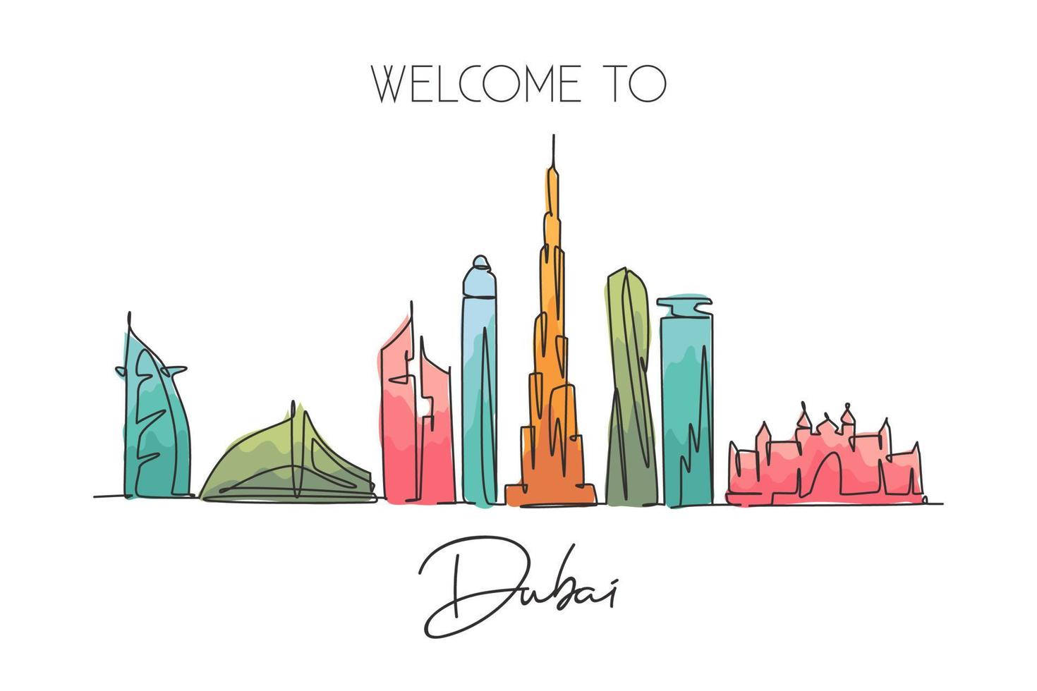 Dubai Marina Sketch UAE  Gulf Art Gallery