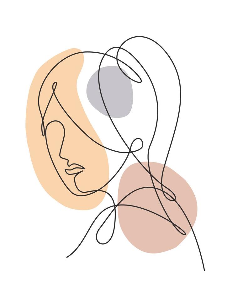 dibujo de línea continua única hermoso retrato estético mujer rostro abstracto. concepto de estilo minimalista de silueta femenina modelo bastante sexy. Ilustración gráfica de vector de diseño de dibujo de una línea de moda