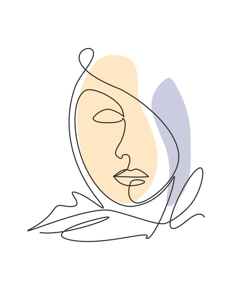 dibujo de línea continua única hermoso retrato estético mujer rostro abstracto. concepto de estilo minimalista de silueta femenina modelo bastante sexy. Ilustración gráfica de vector de diseño de dibujo de una línea de moda