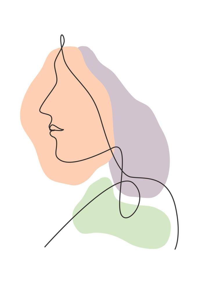 dibujo de línea continua única hermoso retrato estético mujer rostro abstracto. concepto de estilo minimalista de silueta femenina modelo bastante sexy. Ilustración gráfica de vector de diseño de dibujo de una línea de moda