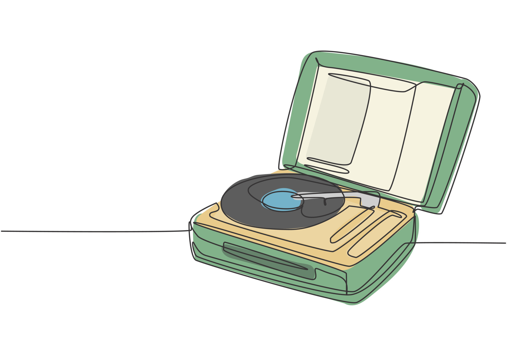 Ilustración de El Tocadiscos De Música Retro Para Vinilo De Audio