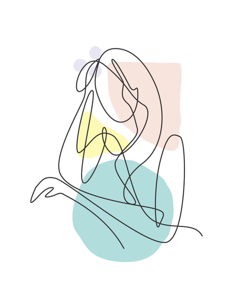 Un dibujo de una sola línea de la ilustración de vector de retrato de rostro de mujer de cuerpo abstracto de belleza minimalista. impresión de moda, camiseta, logotipo, concepto de logotipo de salón. diseño gráfico de dibujo de línea continua moderna