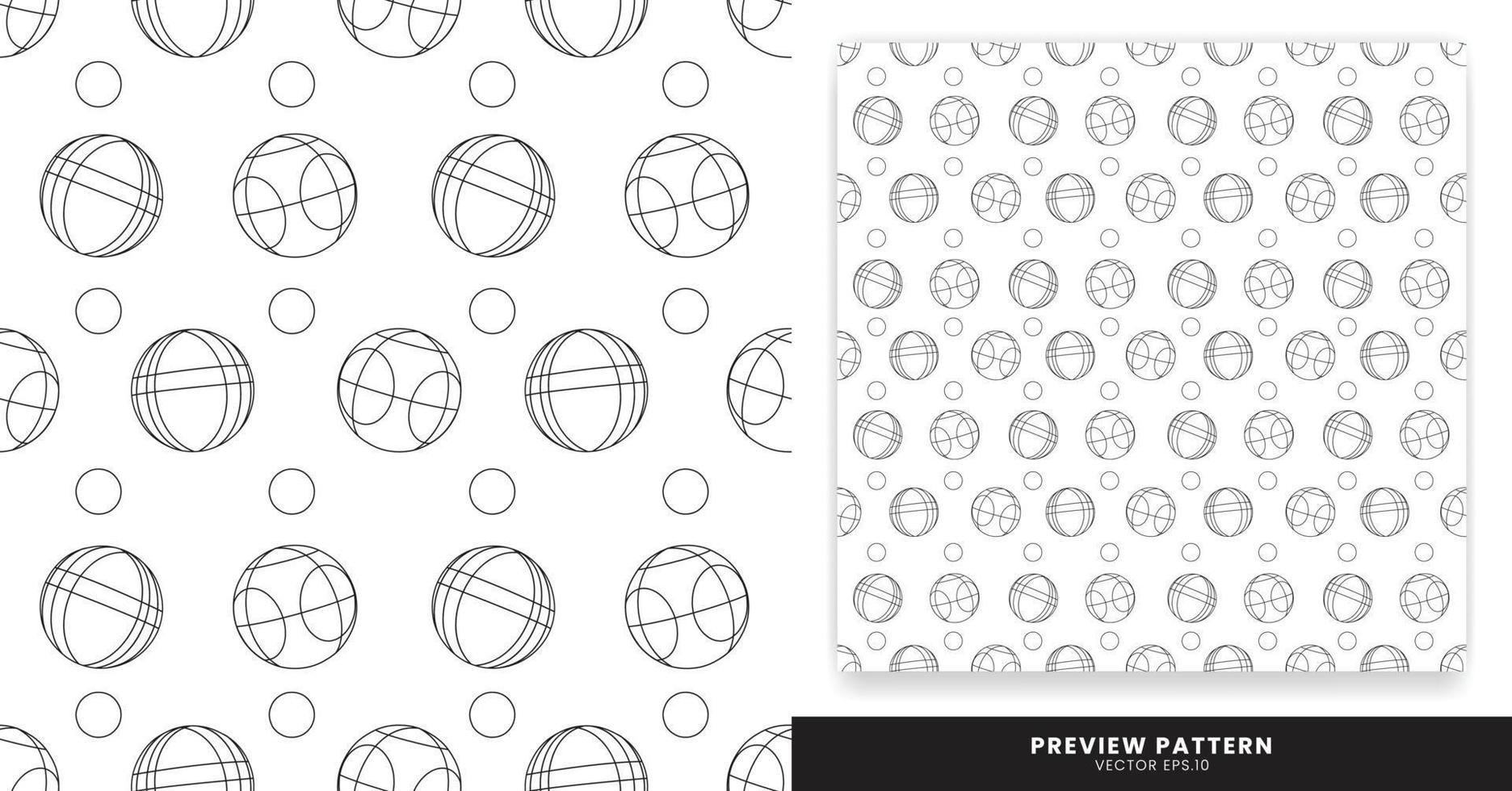 Pattern - Black and White Color Bocce Ball Wallpaper, Can Be Used For T-shirt Patterns, Wallpapers, Image Backgrounds, etc. vector