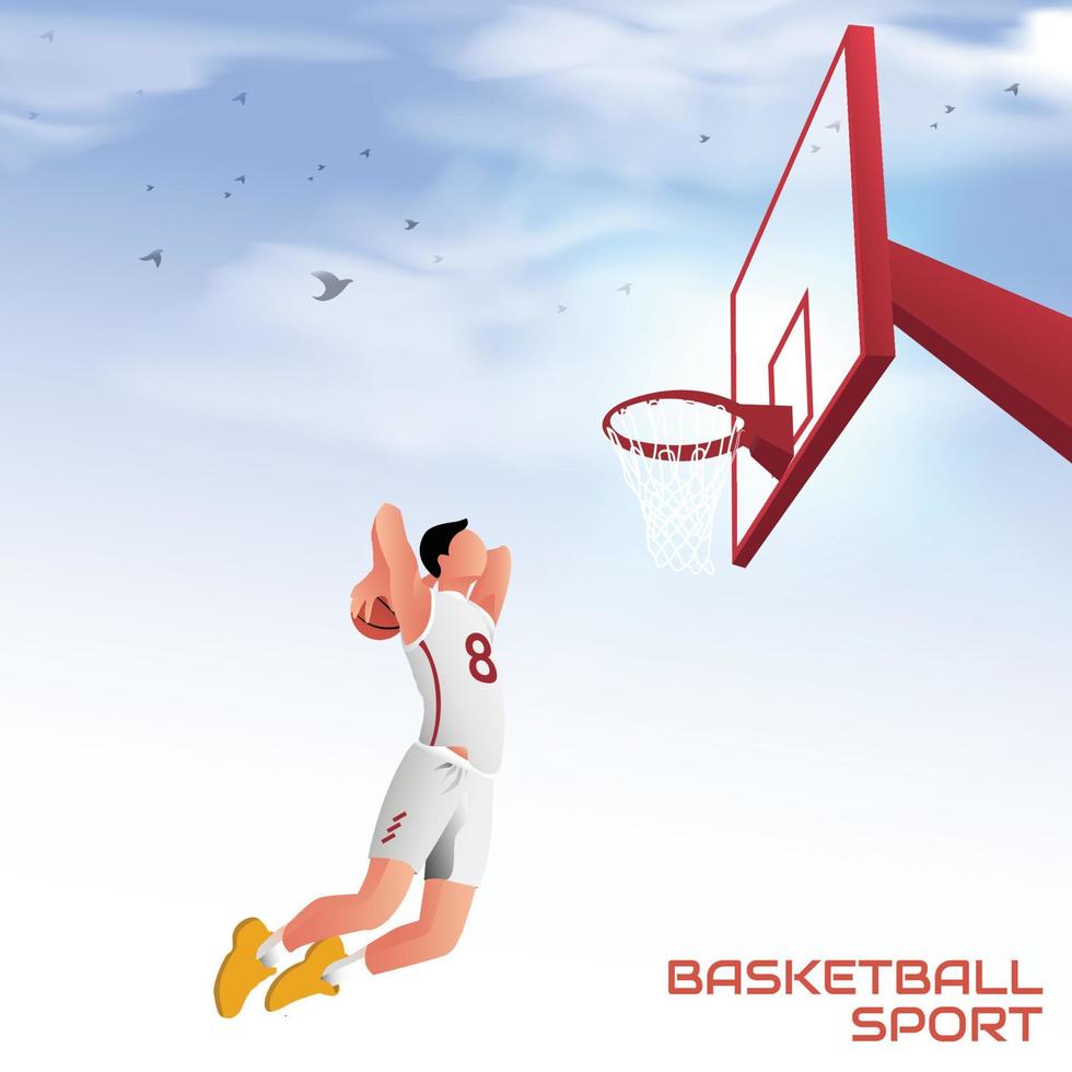 Someone Doing a Slam Dunk in Basketball, a Sports Competition. vector