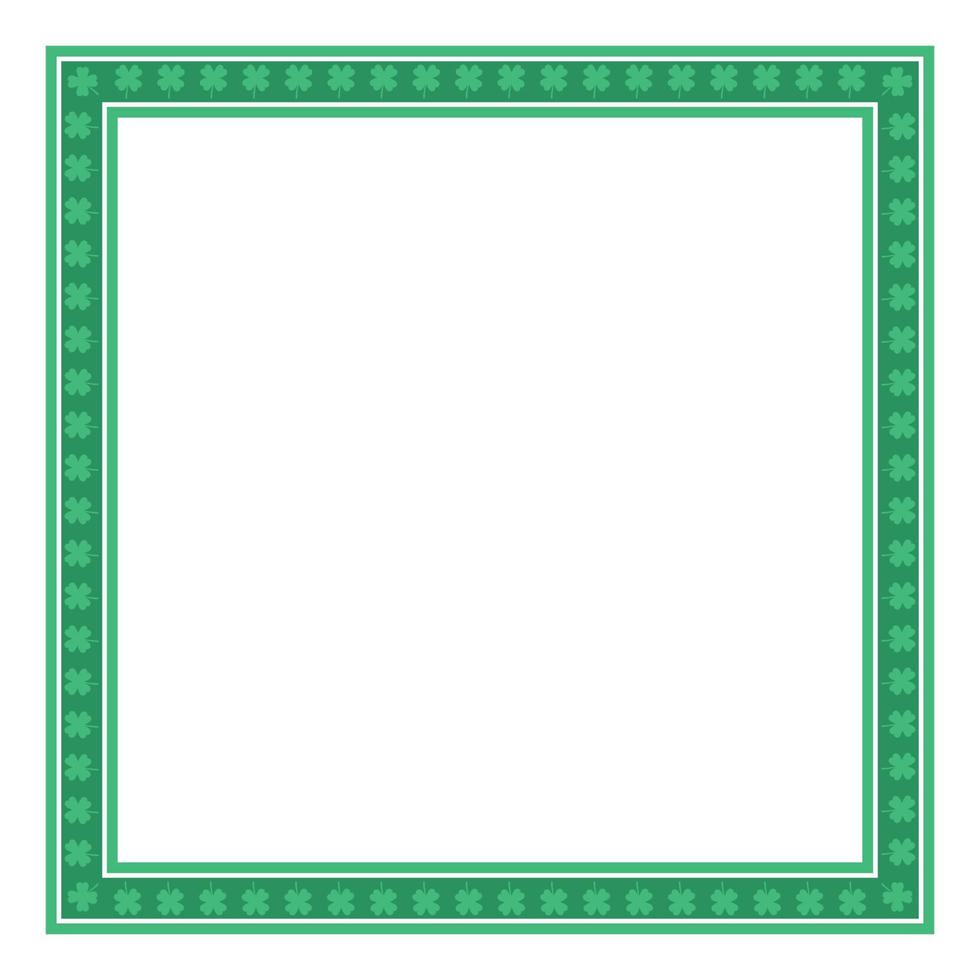 Saint Patrick's day square frame with green clover leaves. Isolated on a white background. Great for greeting card, poster and web. vector