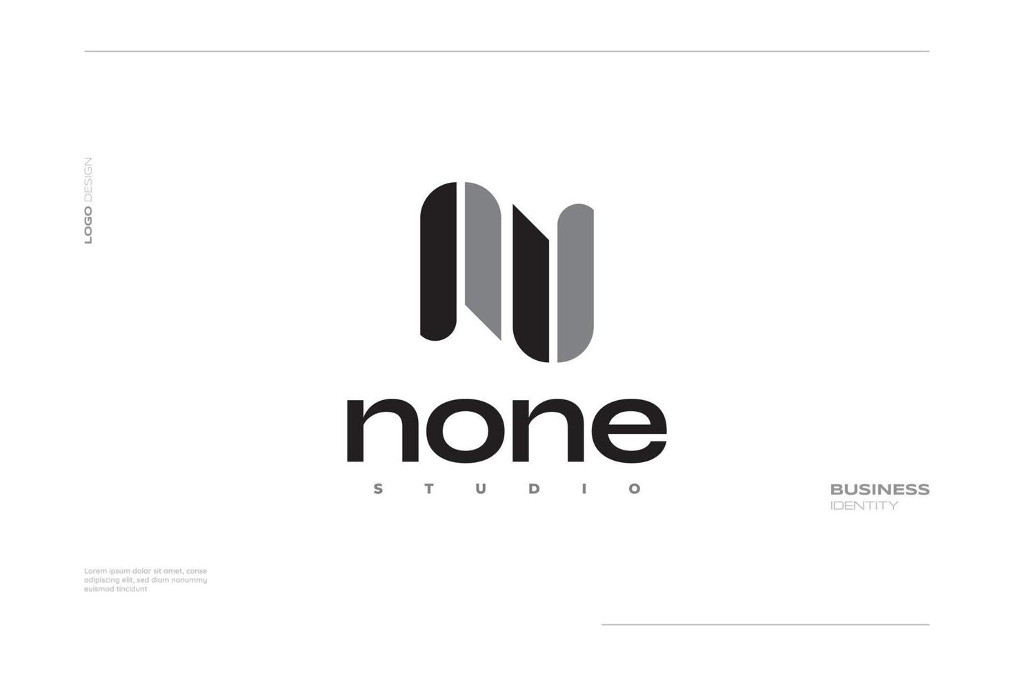 Simple and Minimal Letter N Logo Design in Black and Gray Color Combination vector
