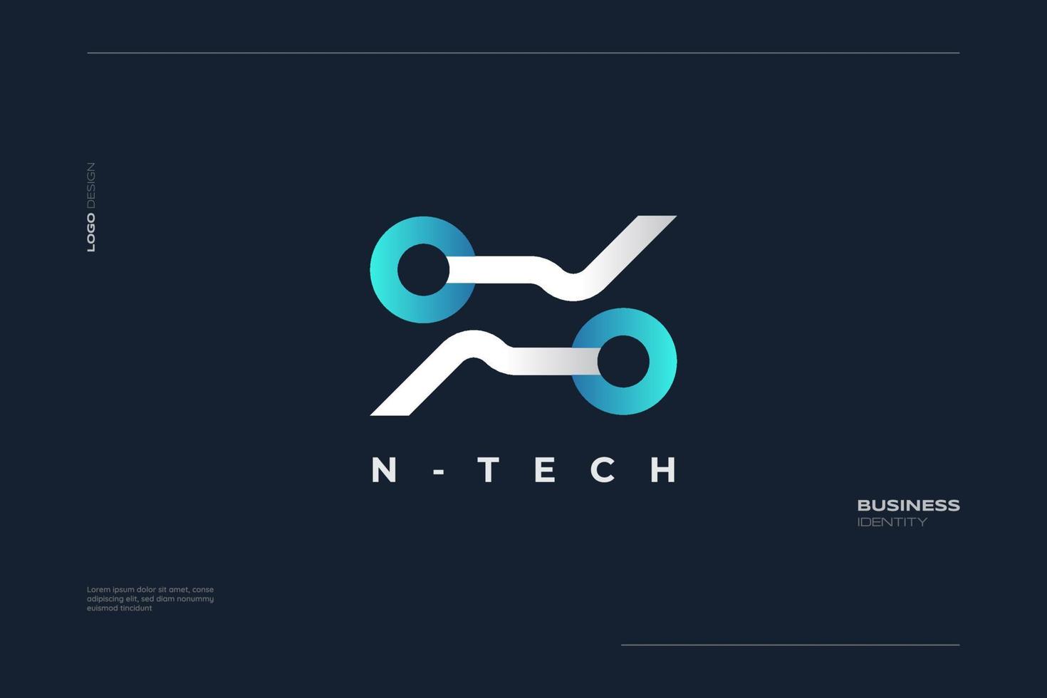 Abstract Initial Letter N Logo with  Technology Concept in Blue and White Combination. Usable for Computer, Technology, or Communication Brand Logo vector