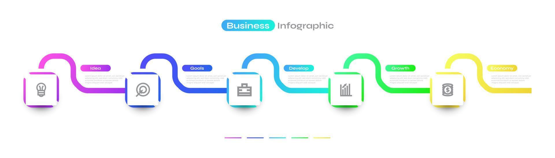 Modern Business Infographic Design Template with 5 Options or Processes. Can be used for Presentation, Workflow Layout, Diagram, or Annual Report. Timeline Diagram Presentation Design vector