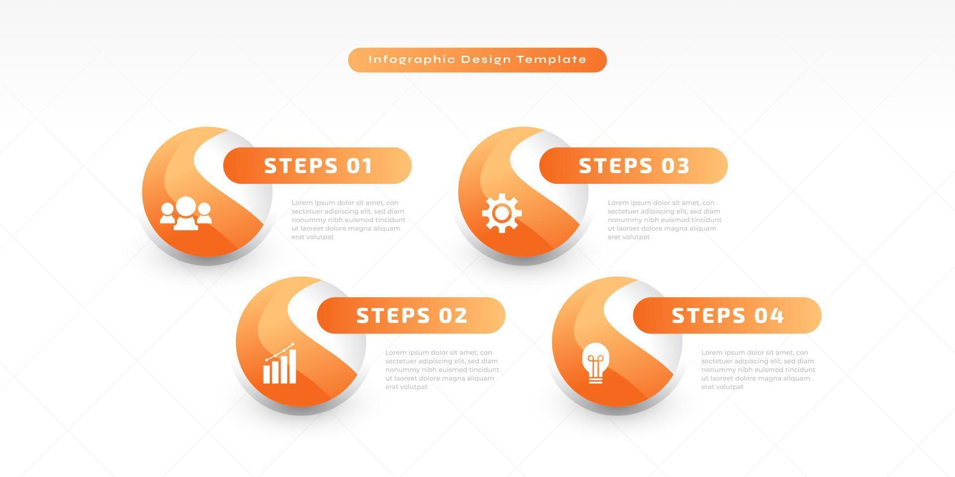 Modern Infographic Design Template with 4 Options or Steps. Can be used for Presentation, Workflow Layout, Diagram, or Annual Report. Timeline Diagram Presentation Design vector