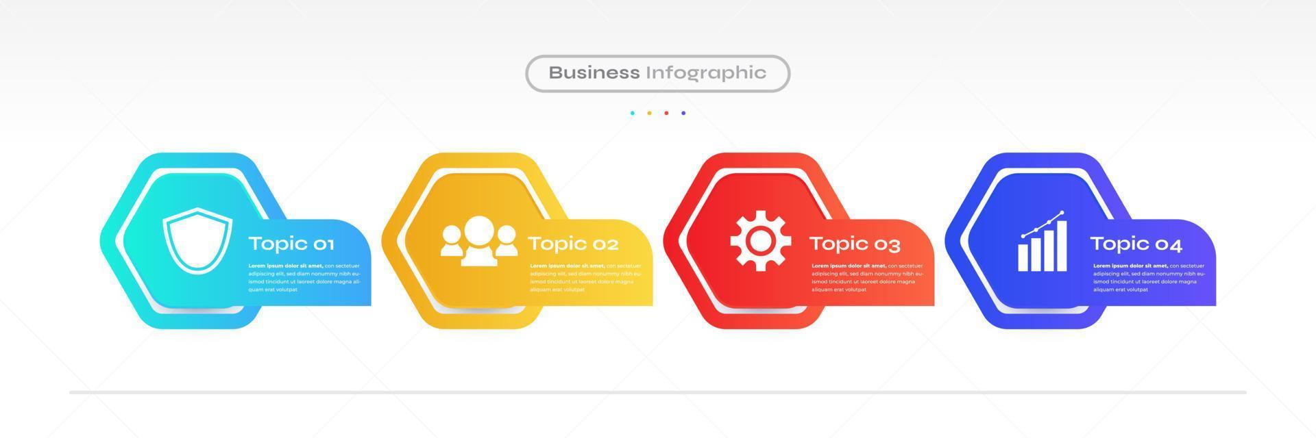 Modern Infographic Design Template with 4 Options or Steps. Can be used for Presentation, Workflow Layout, Diagram, or Annual Report. Timeline Diagram Presentation Design vector