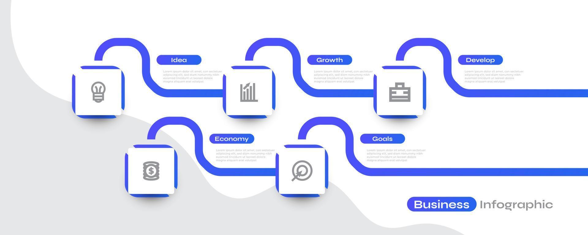 moderno negocio infografía diseño modelo con 5 5 opciones o procesos. lata ser usado para presentación, flujo de trabajo disposición, diagrama, o anual informe. cronograma diagrama presentación diseño vector