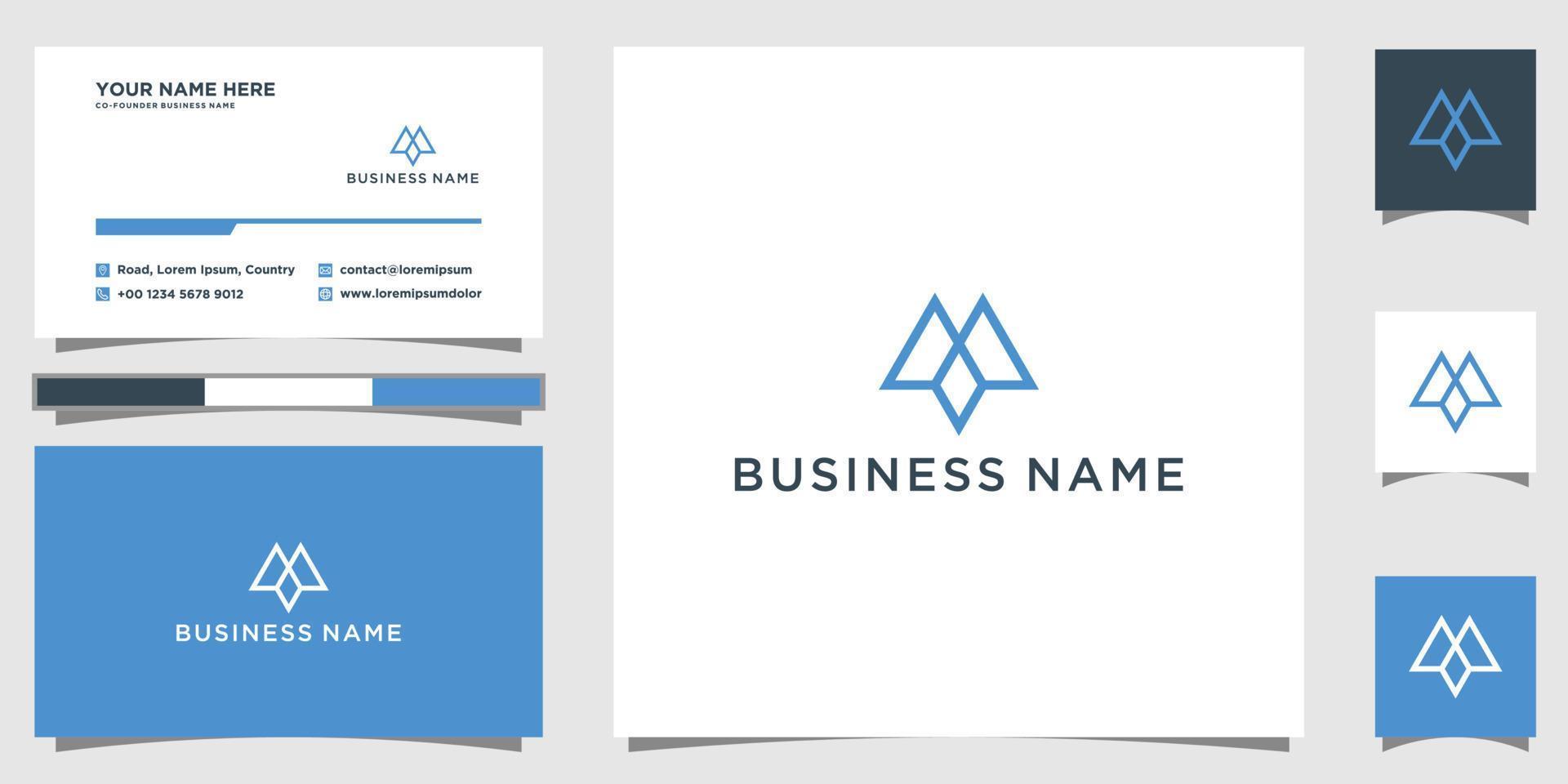 Logo design template Letter M  with business card design template vector