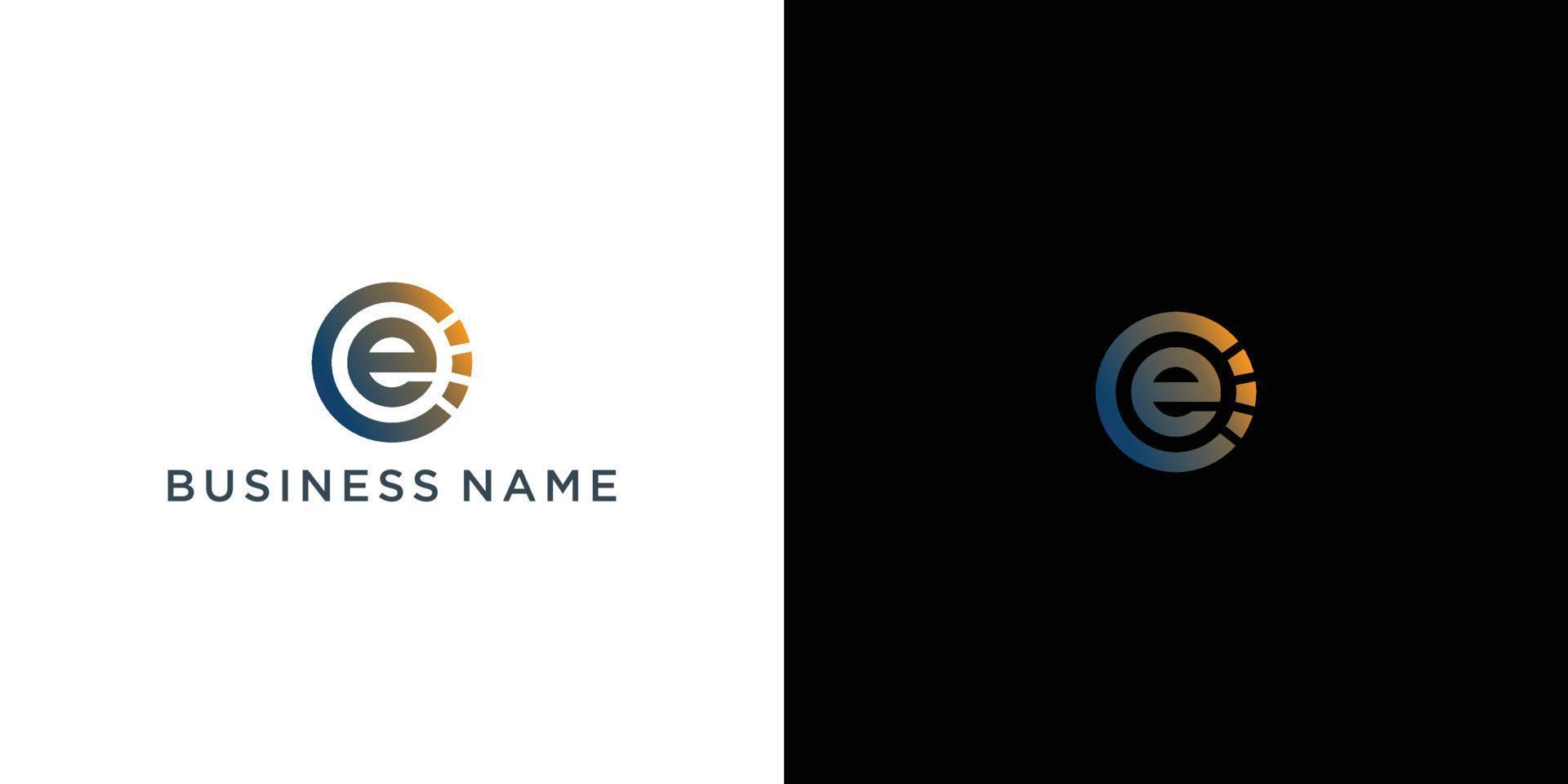 initial letter logo e inside circle shape, e o inside o rounded vector