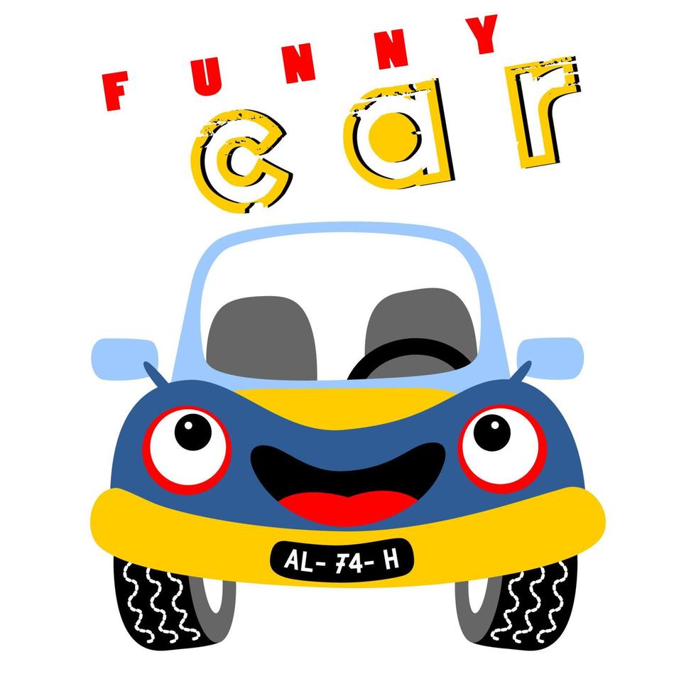 funny car vector cartoon illustration