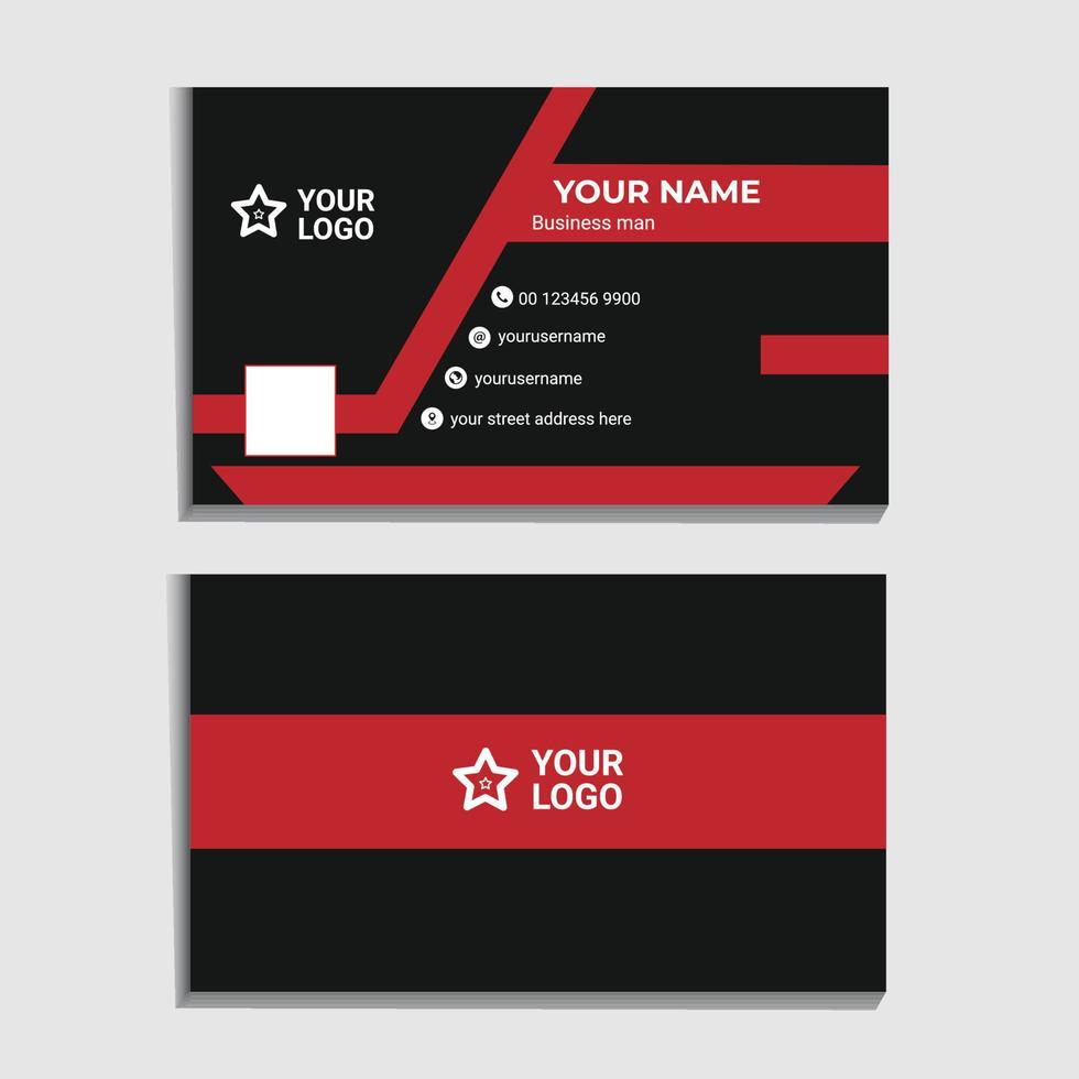 Black and red business card design vector