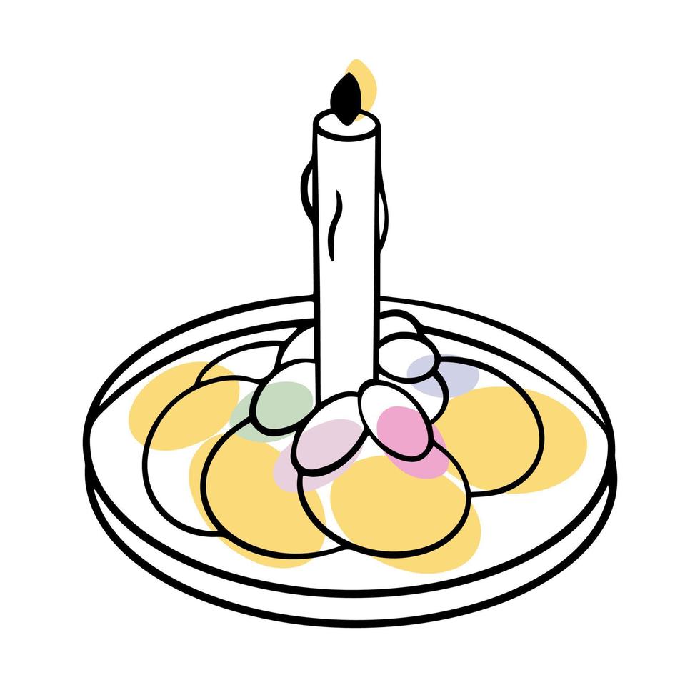 Easter bread and colored eggs vector