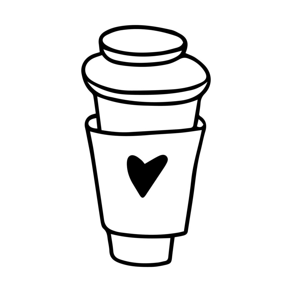 Doodle cup of coffee to go vector