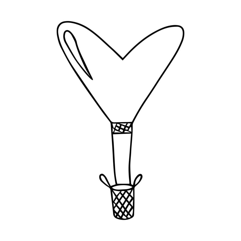 Balloon with basket in the shape of a heart vector