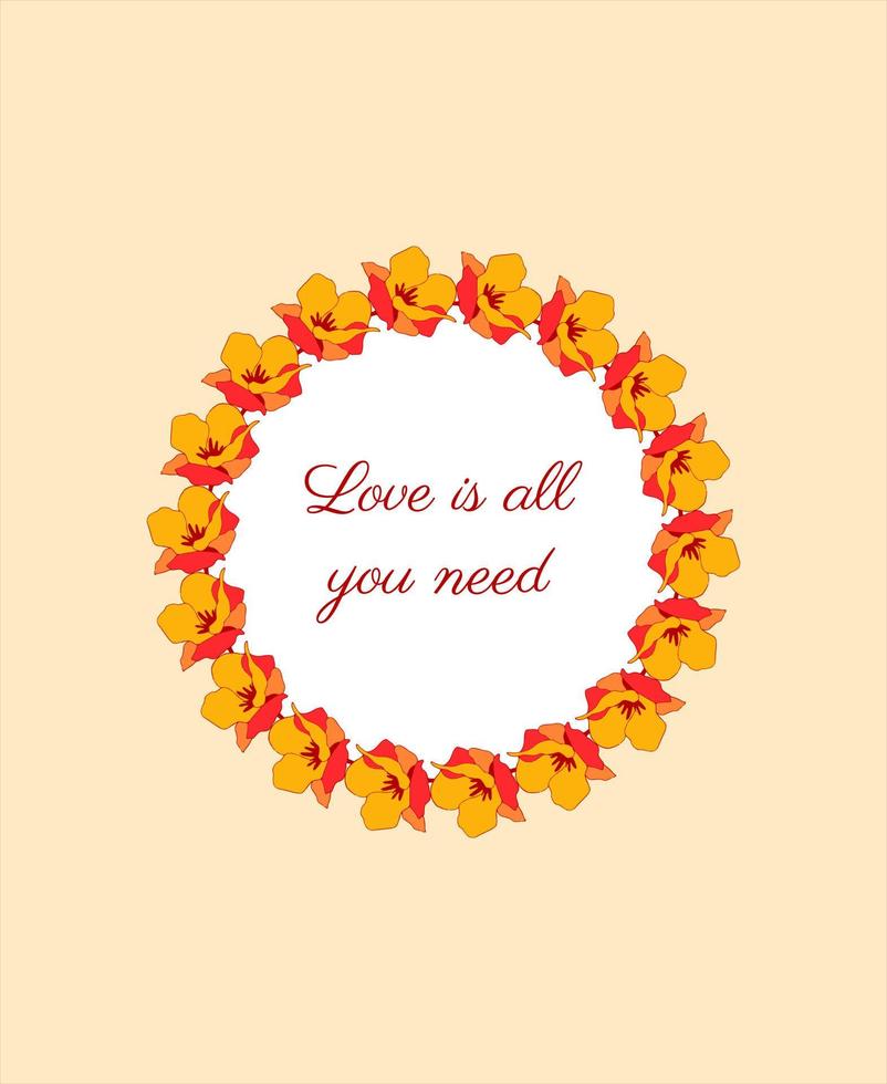 invitation card with flower frame and text vector