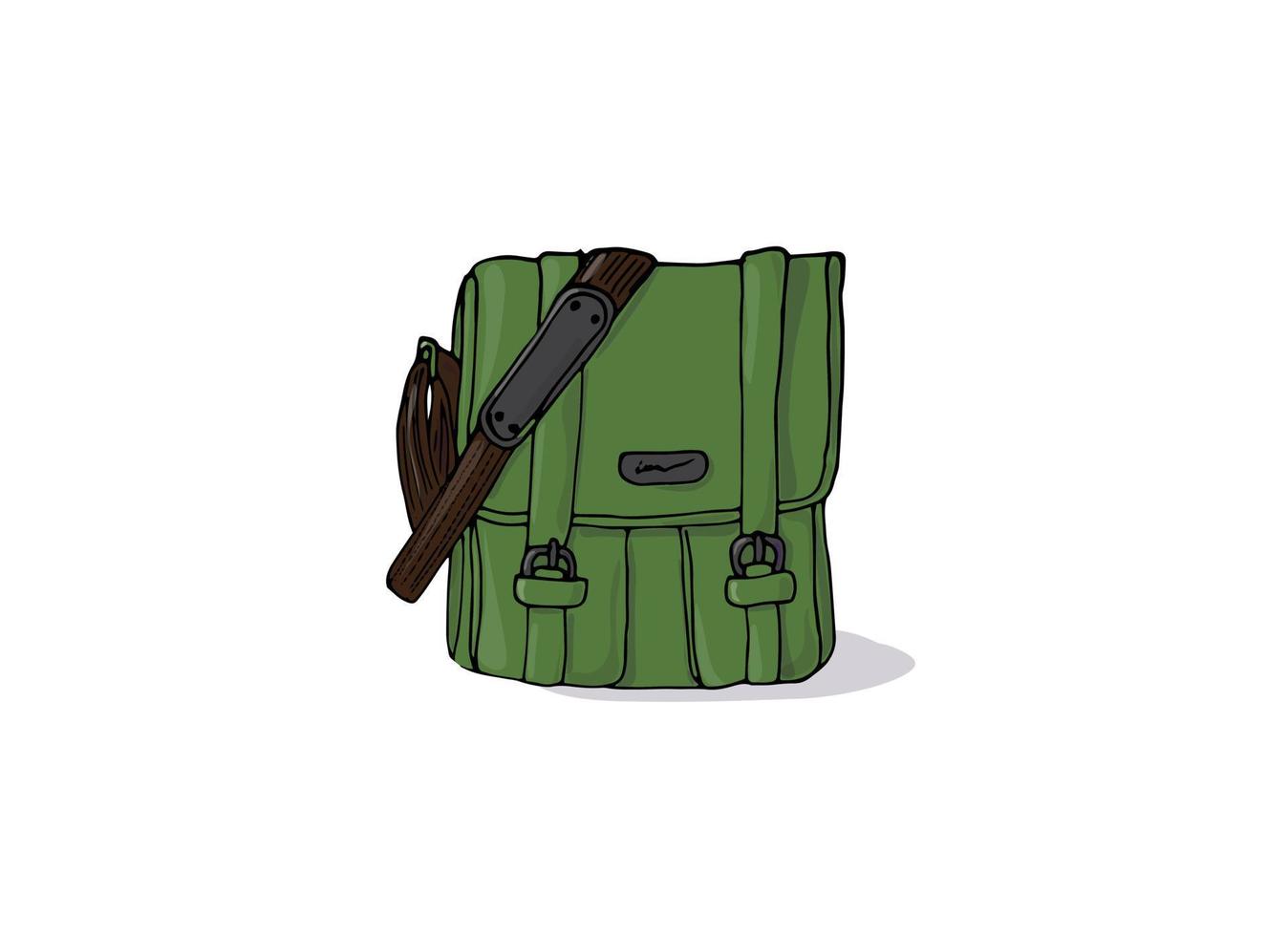 mano dibujado militar estilo mujer bolso vector