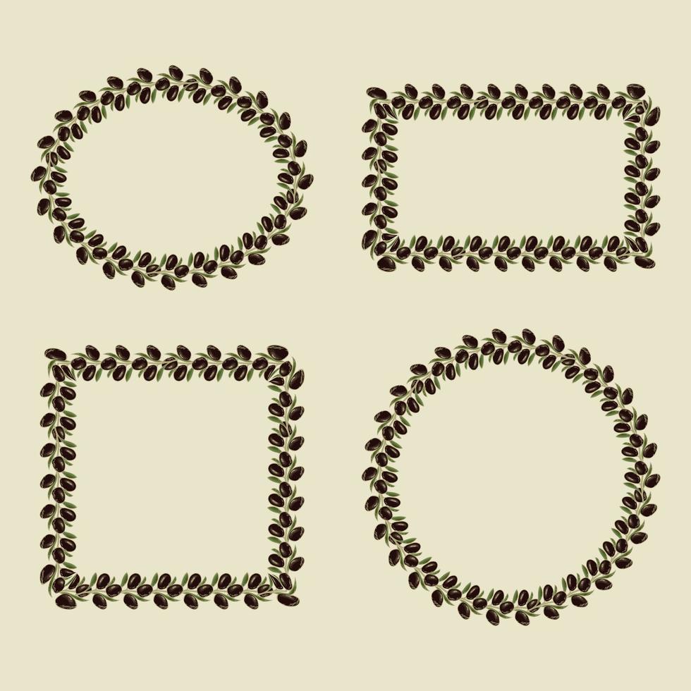 Olives frames set vector