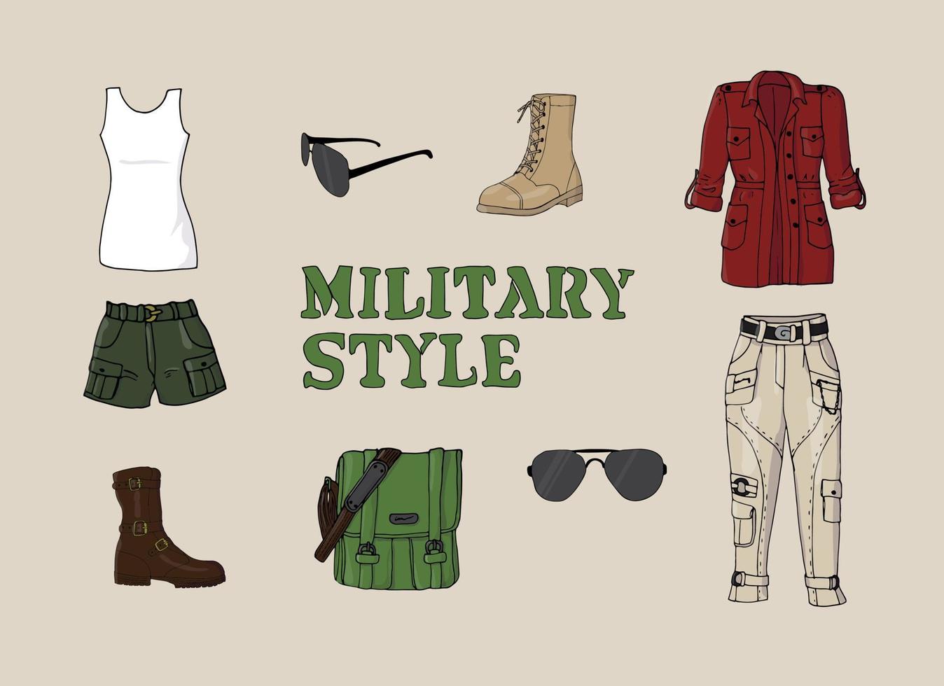 militar estilo ropa vector