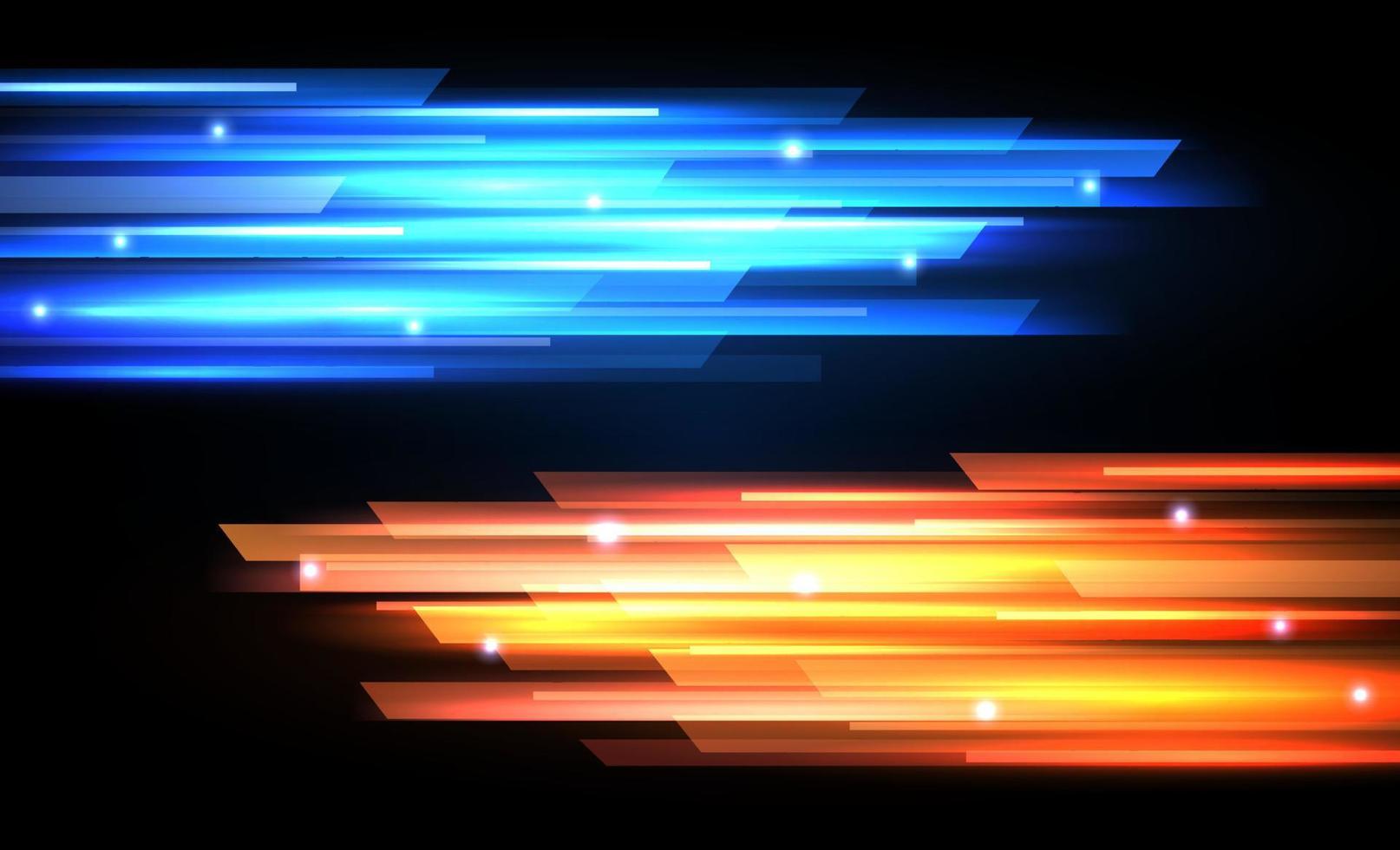 Abstract speed technology. blue and orange light trails with motion effect, long exposure. Modern abstract high speed light effect. Vector illustration