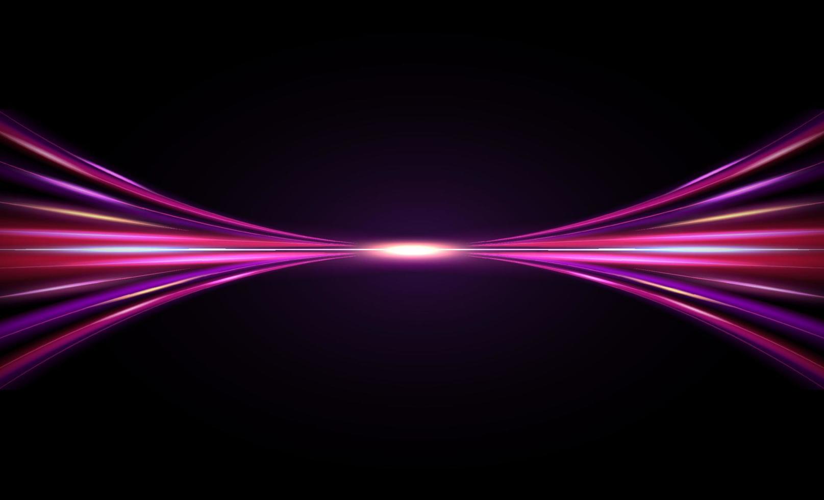 Modern abstract high speed light effect. Technology futuristic dynamic motion. Glow of bright lines of transport vehicle drive on road highway. Vector illustration