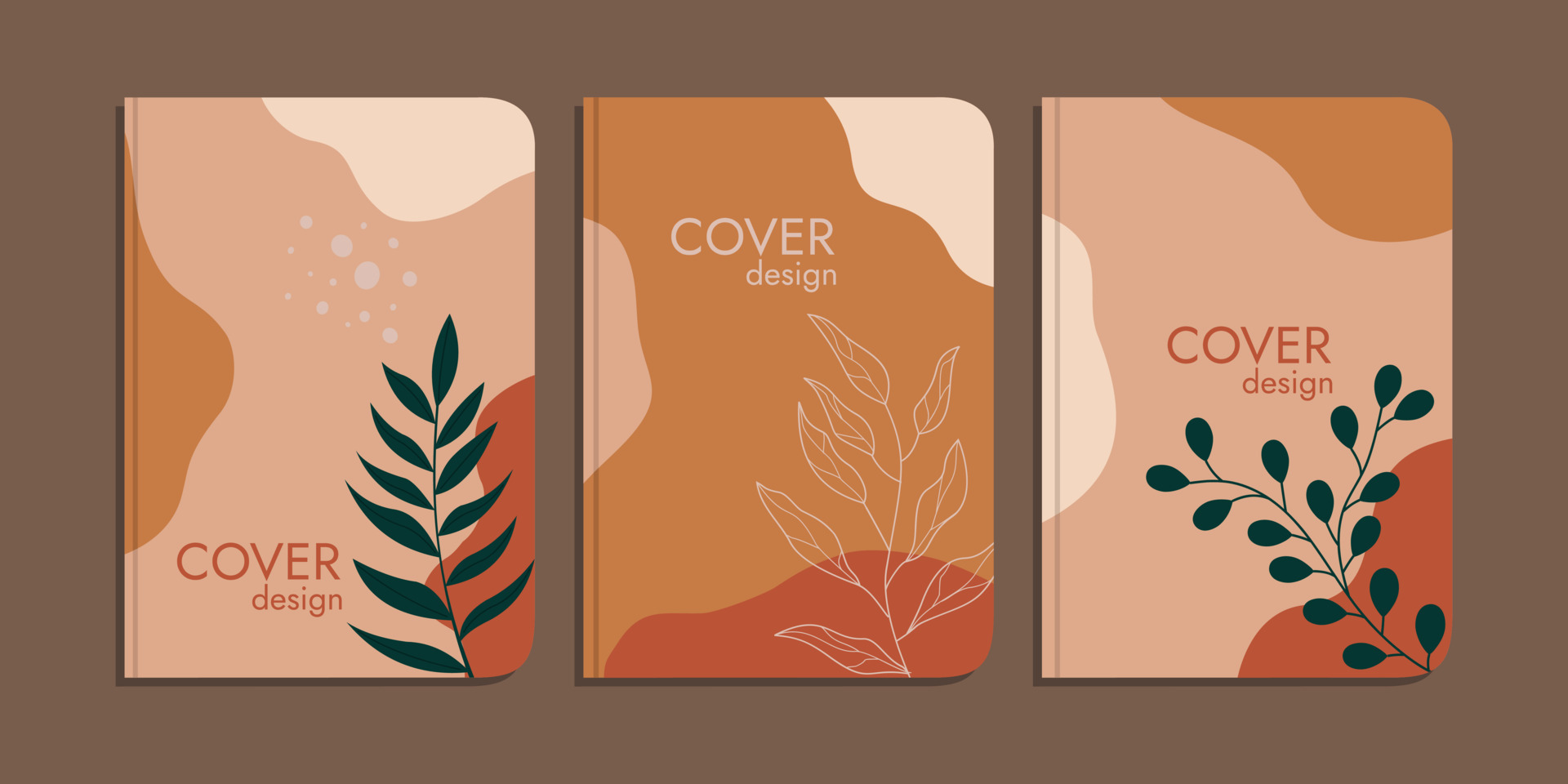 set of book cover designs with hand drawn floral decorations. abstract