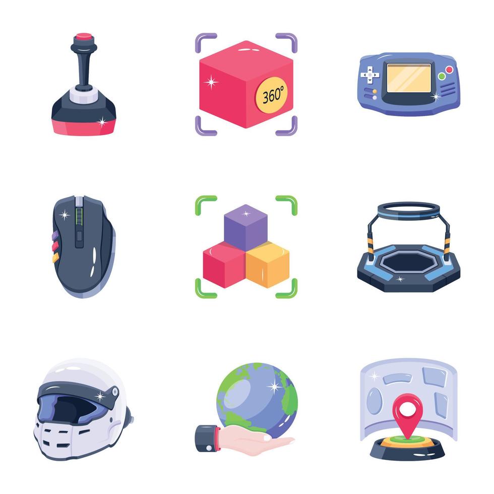 Premium Pack of 2D VR Gaming Icons vector