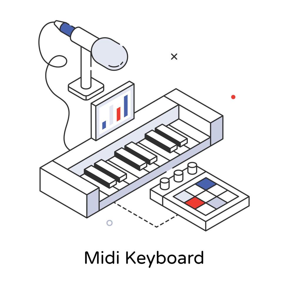 Trendy Midi Keyboard vector