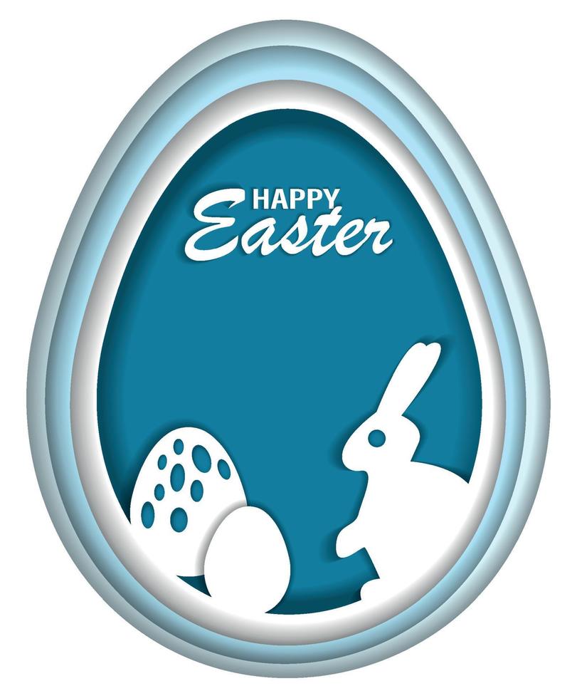 Happy easter paper cut greeting card. Vector illustration