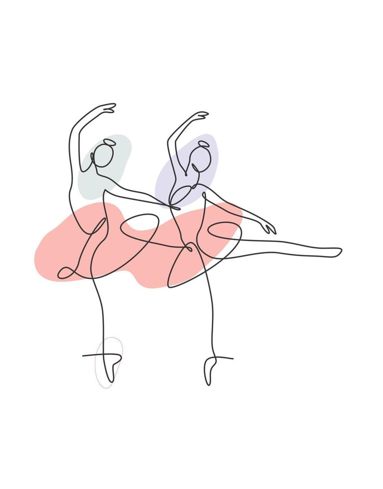 Una sola línea de dibujo ilustración de vector de bailarina de belleza de mujer sexy. bonita bailarina de ballet muestra el concepto de movimiento de danza. Impresión de póster de decoración de pared minimalista. diseño de dibujo gráfico de línea continua moderna