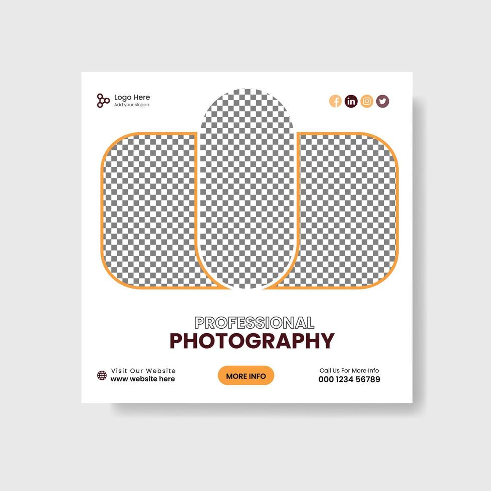 Photography services social media post template and web banner vector