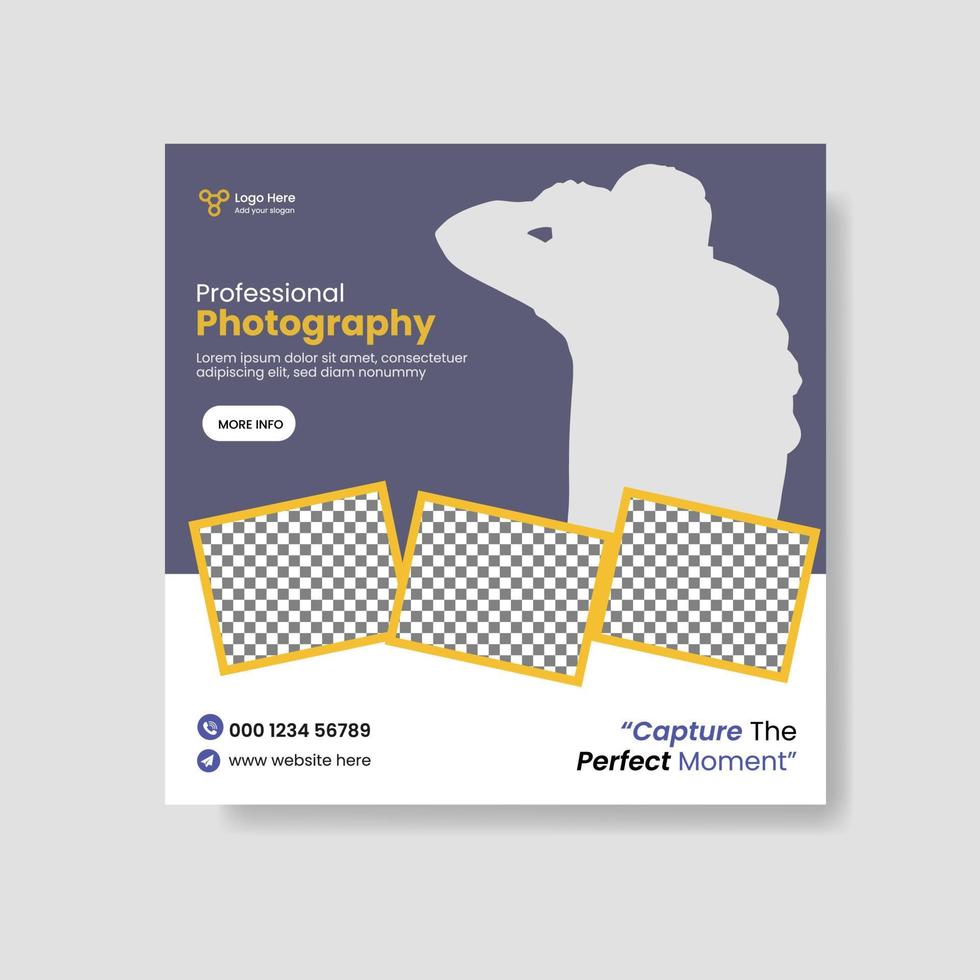 Photography services social media post template and web banner vector